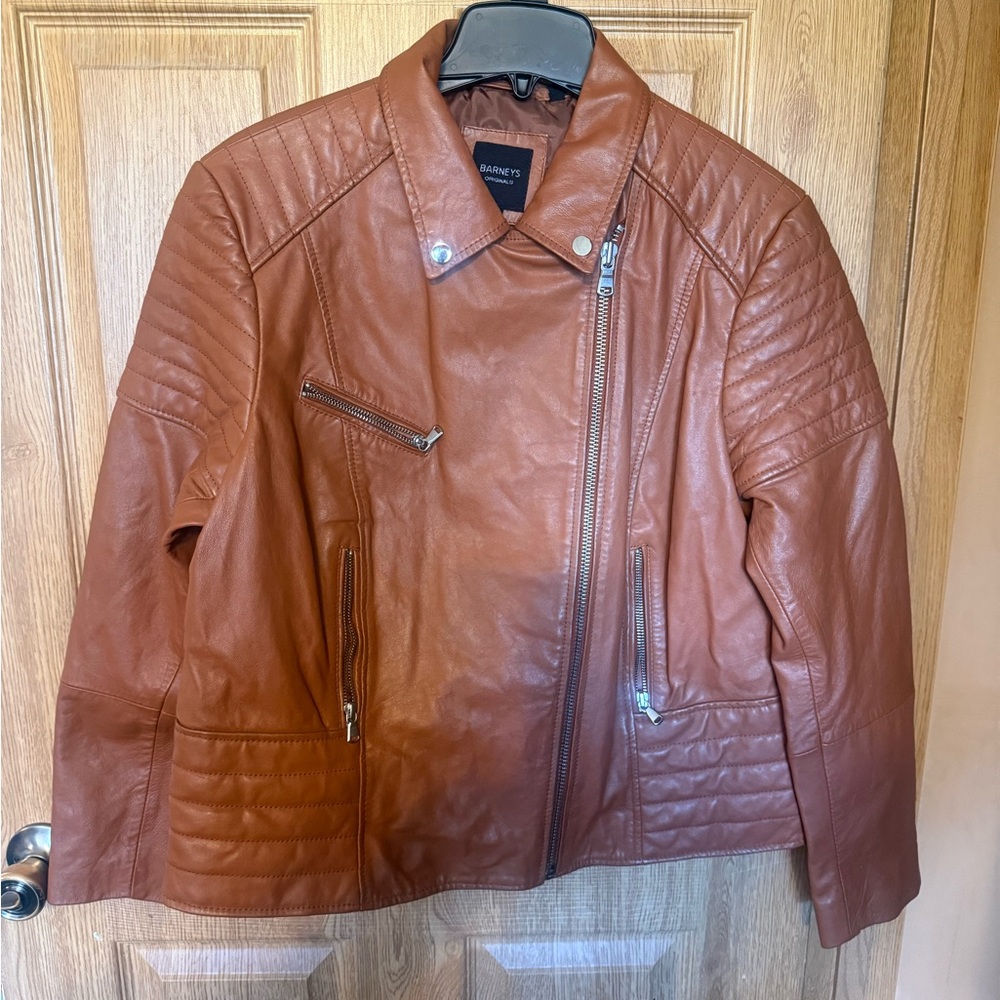 Barneys New York Brown Leather Jacket